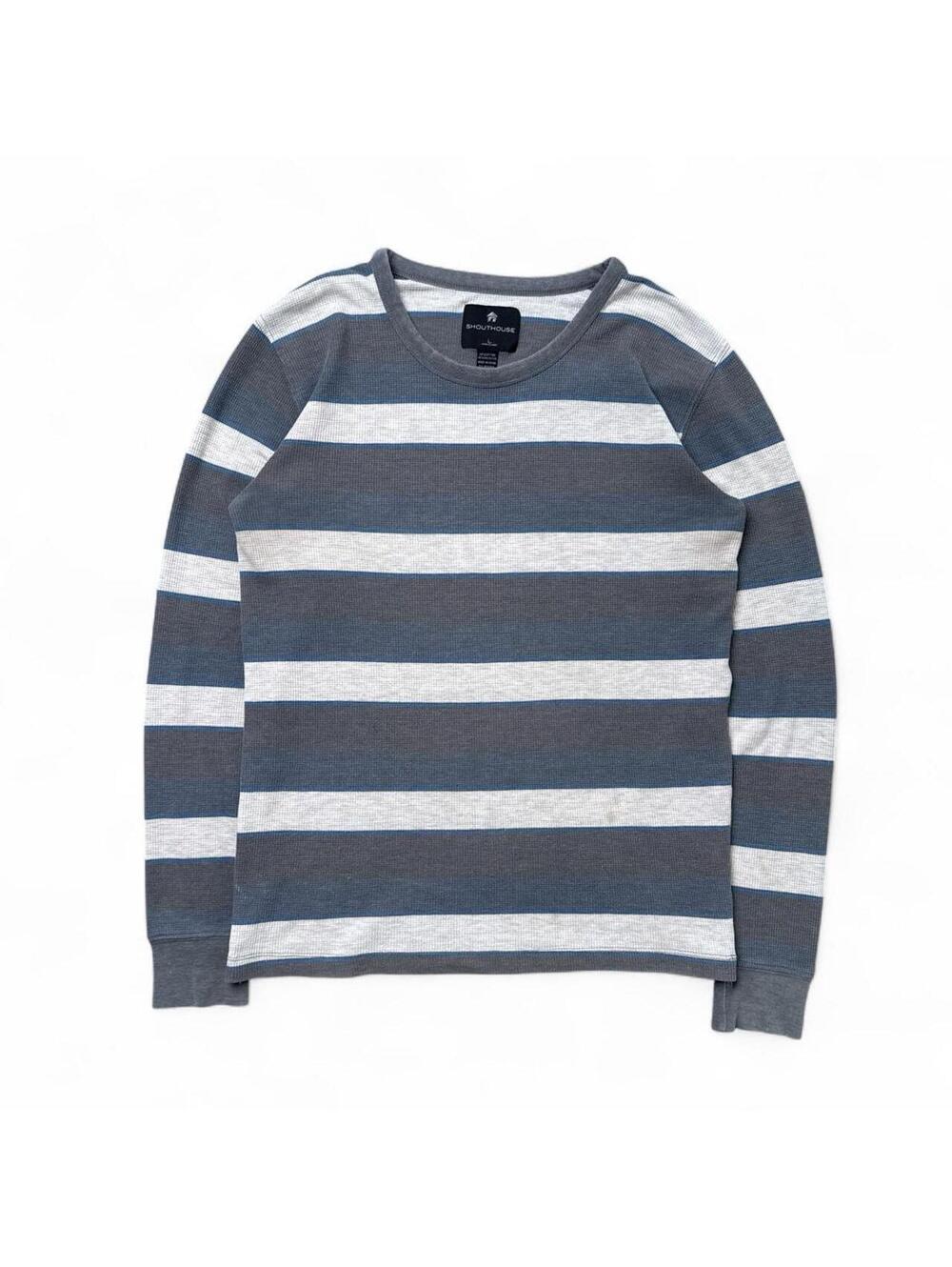 Y2K Shouthouse 00s Gray Thermal Long Sleeve Shirt
